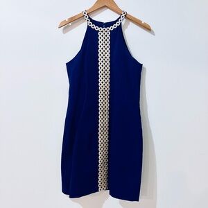 Lilly Pulitzer Sasha Navy & Gold Shift Dress Size 10